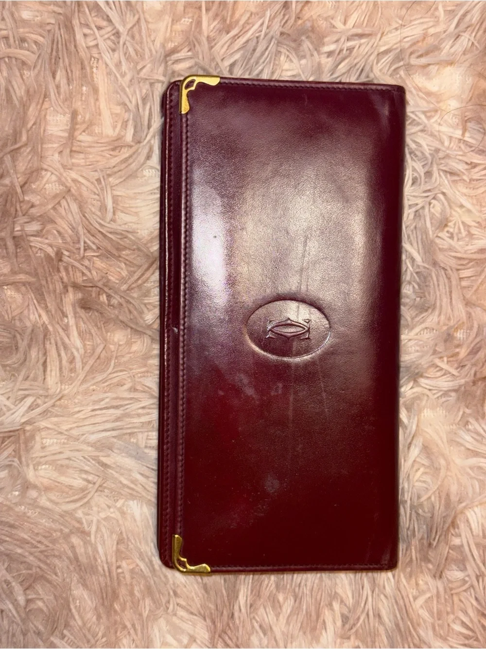 Vintage Must de Cartier Burgundy Leather Continental Wallet